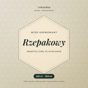 Etykieta miodu rzepakowego kremowanego ThreeBee